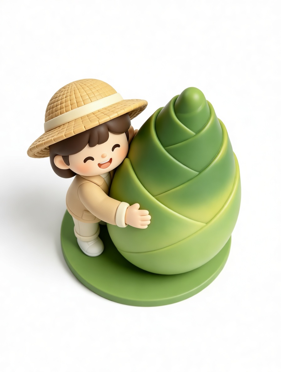 Smiling Boy with Bamboo Shoot Figurine free 3D printable STL