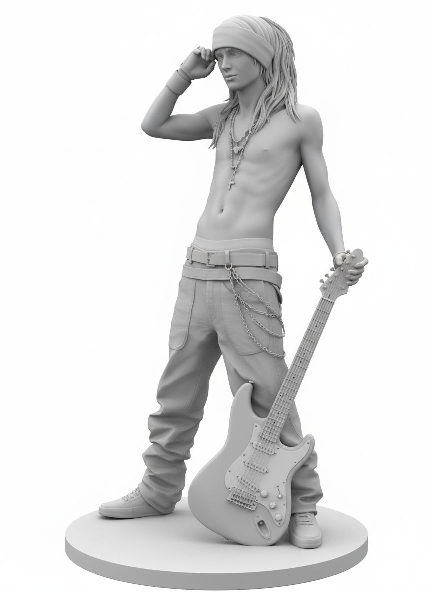 Rock Musician Statue free 3D printable STL