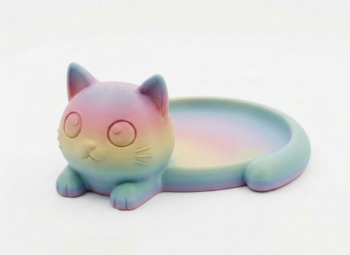 Cute Cat Tray Figurine free 3D printable STL