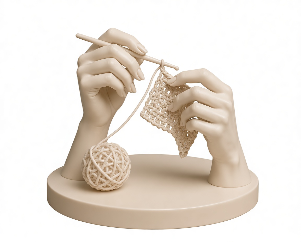 Hands Crocheting Sculpture free 3D printable STL