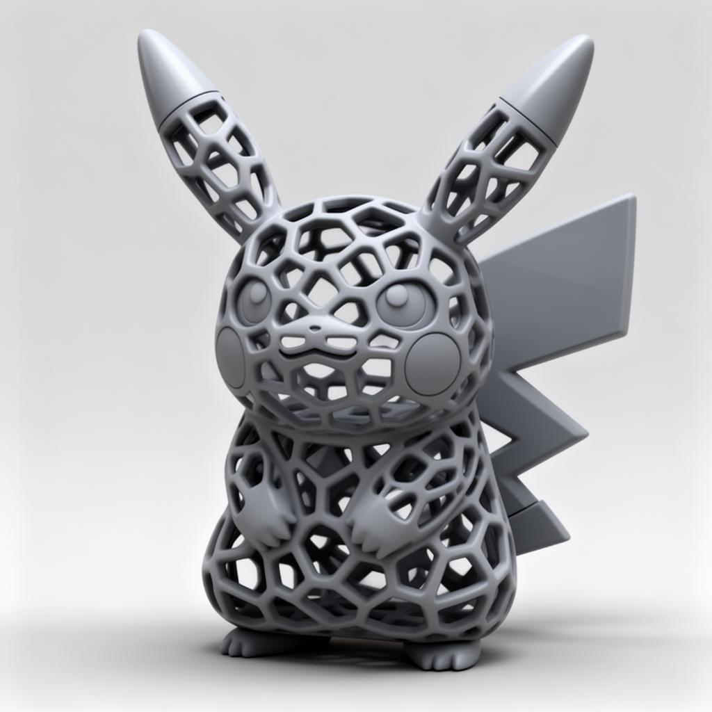 Pikachu Voronoi Figurine free 3D printable STL