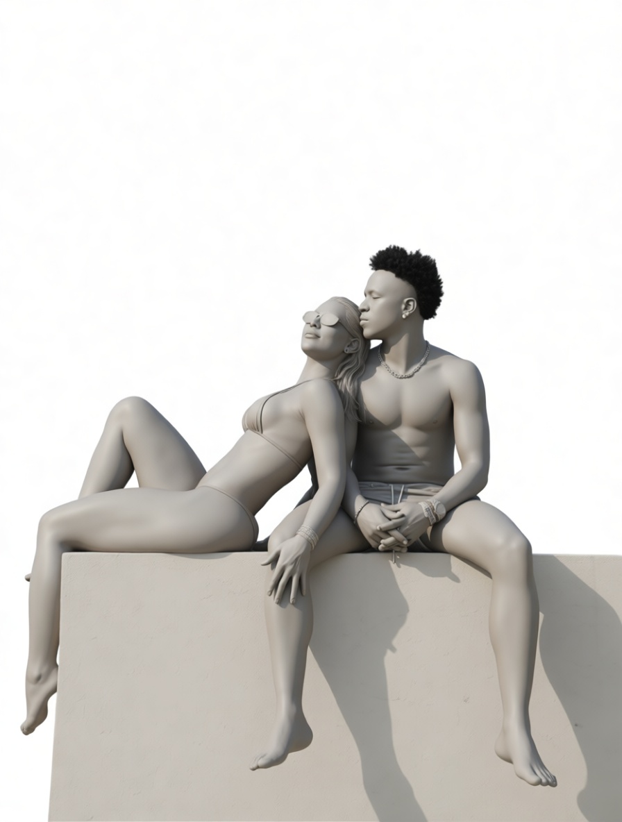 Couple Relaxing Sculpture free 3D printable STL