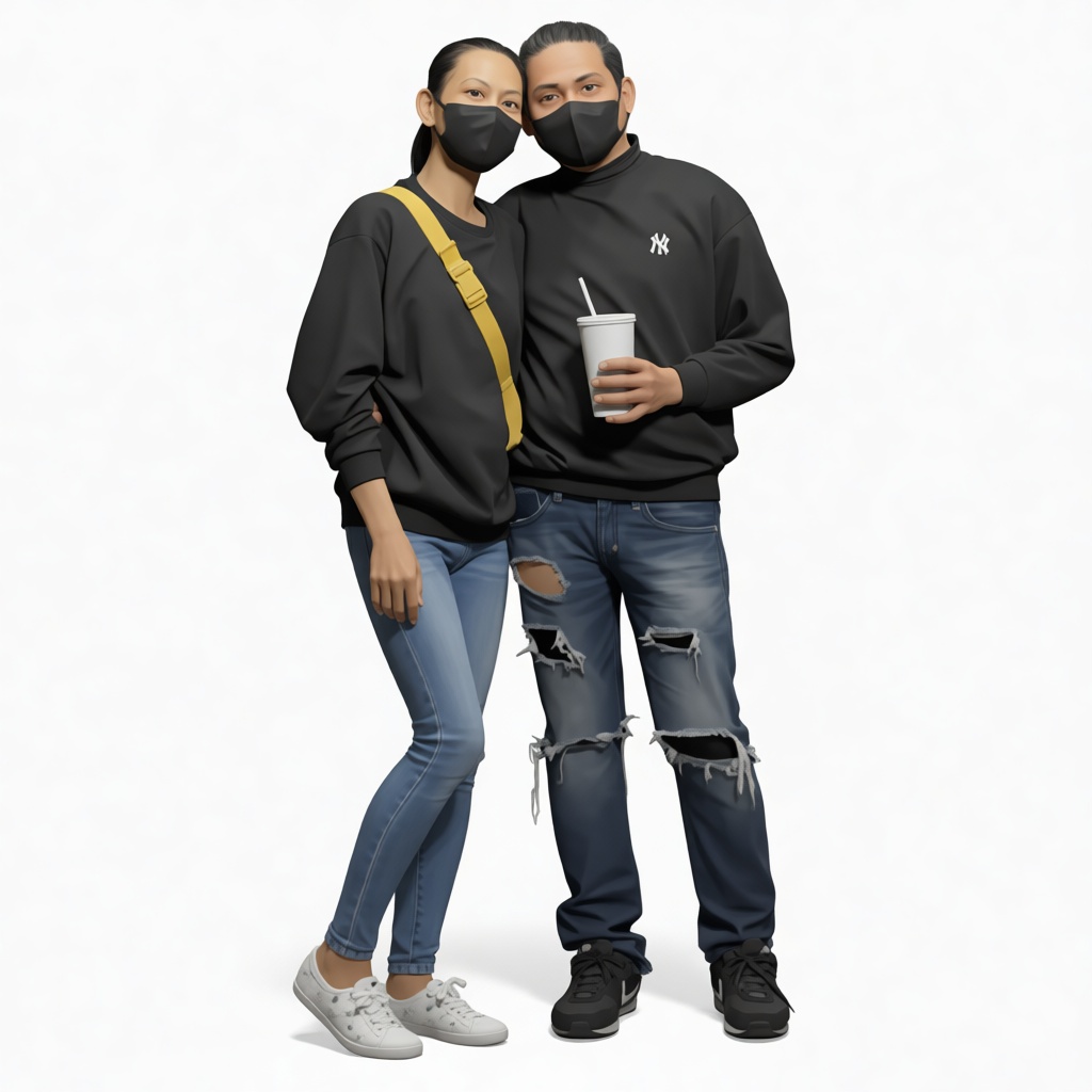 Couple Wearing Masks Figurine free 3D printable STL