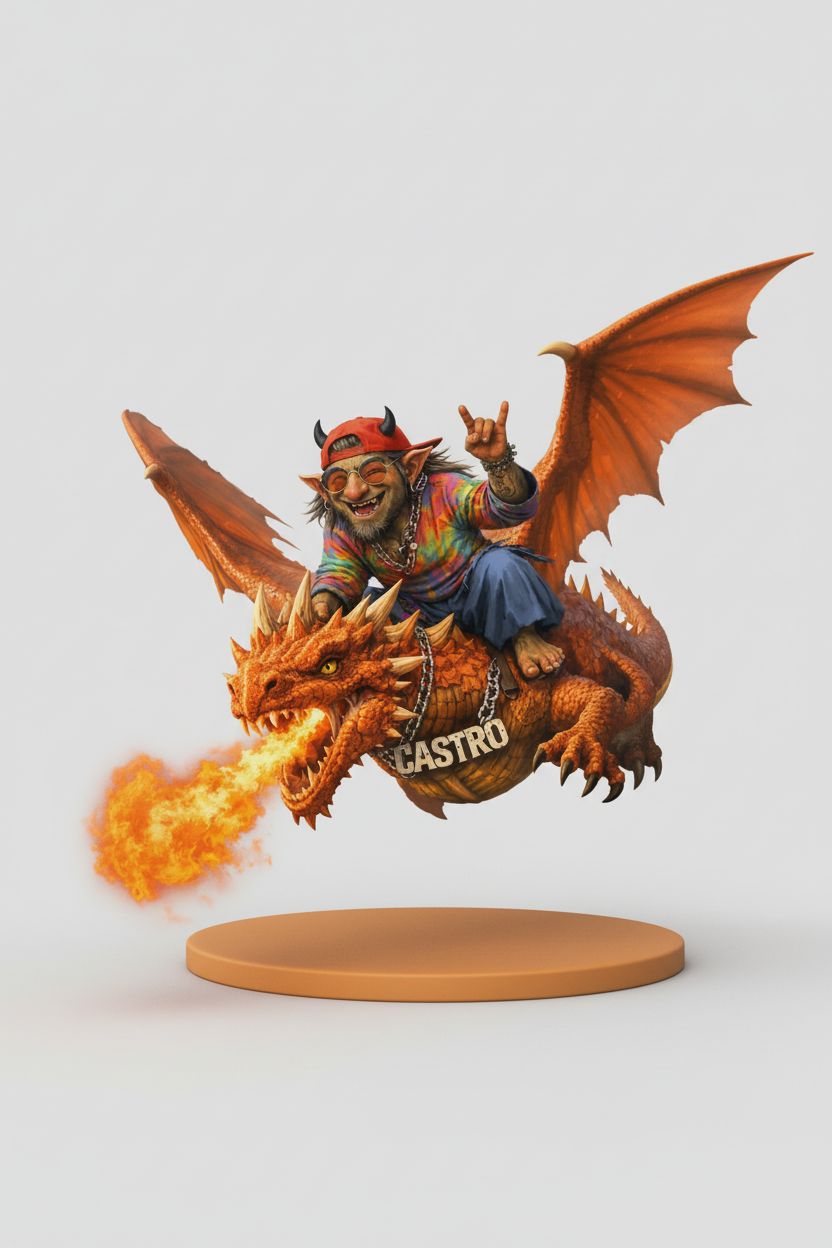 Goblin Rider on Dragon Figurine free 3D printable STL