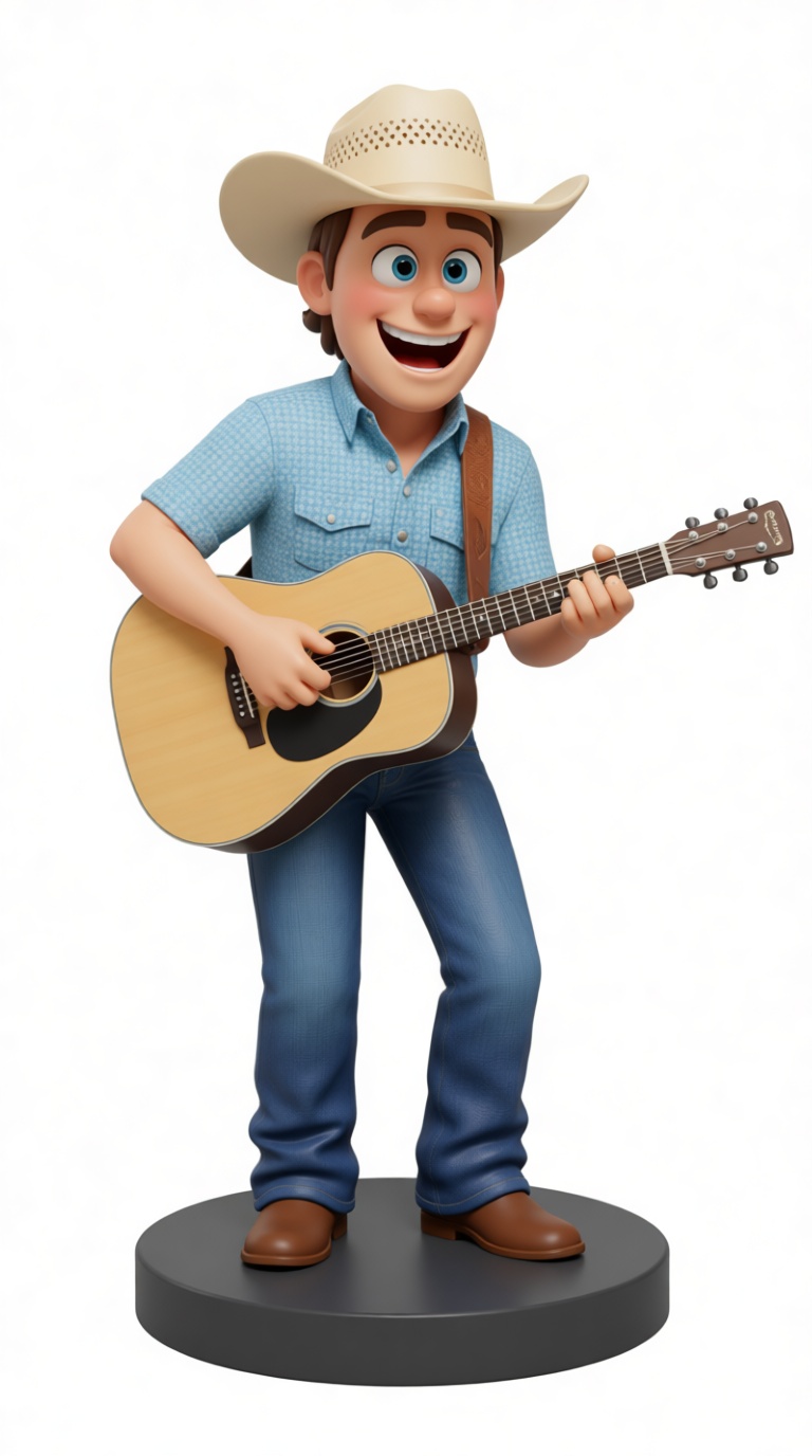 Cartoon Cowboy Guitarist Figurine free 3D printable STL