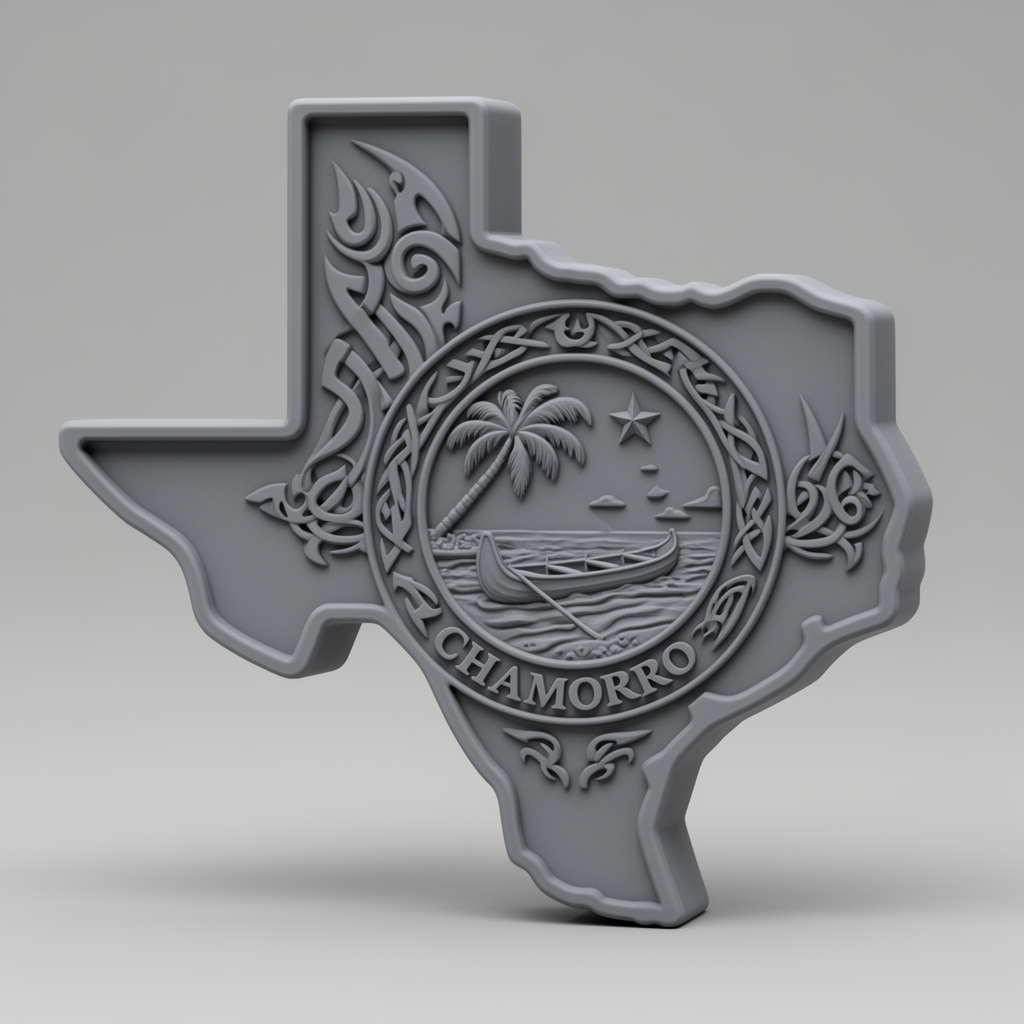 Texas Outline Chamorro Plaque free 3D printable STL