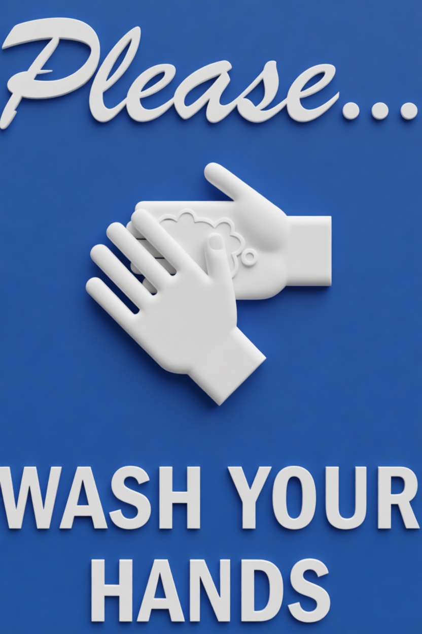 Wash Hands Sign free 3D printable STL