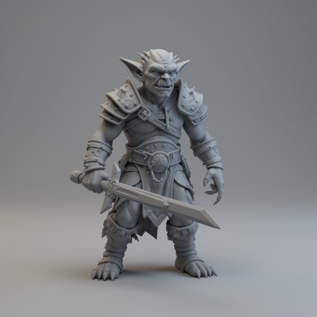 Goblin Fighter Miniature free 3D printable STL