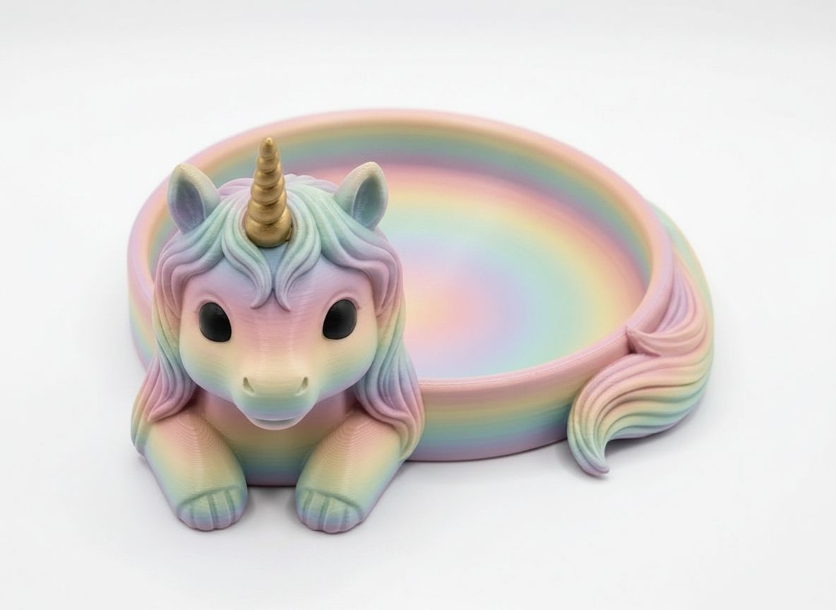 Rainbow Unicorn Dish free 3D printable STL