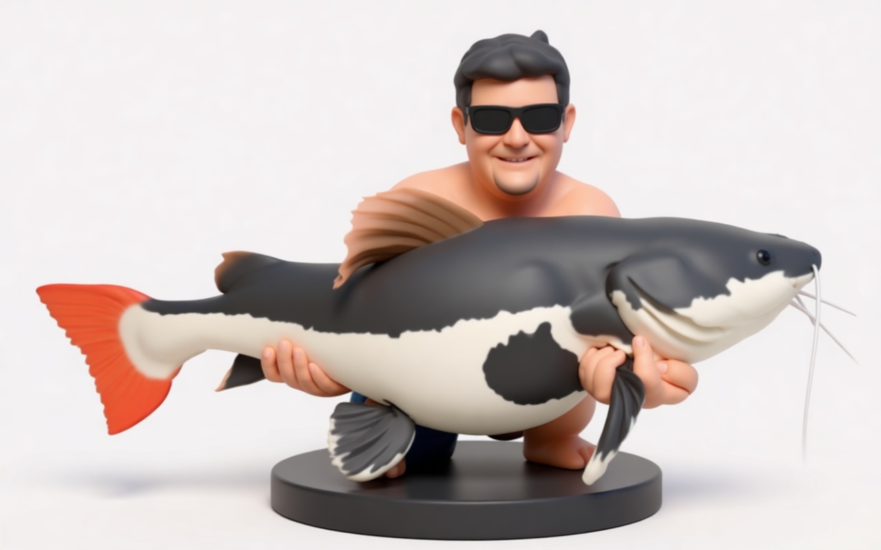 Catfish Fisherman Figurine free 3D printable STL