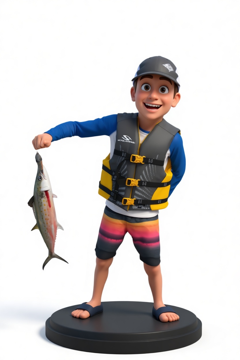 Boy Fisherman Figurine free 3D printable STL