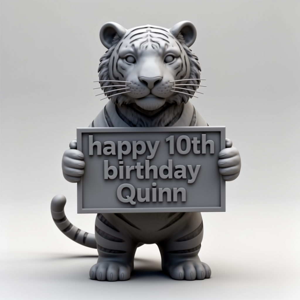 Tiger Holding Sign Figurine free 3D printable STL