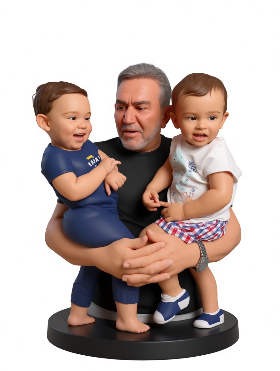 Grandfather with Twins Figurine free 3D printable STL