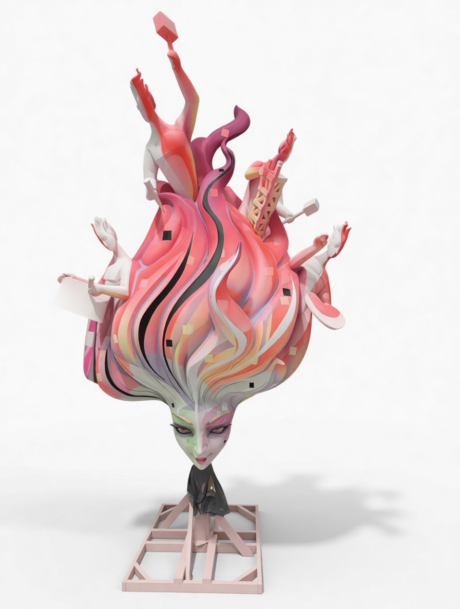 Whimsical Flame Head Sculpture free 3D printable STL