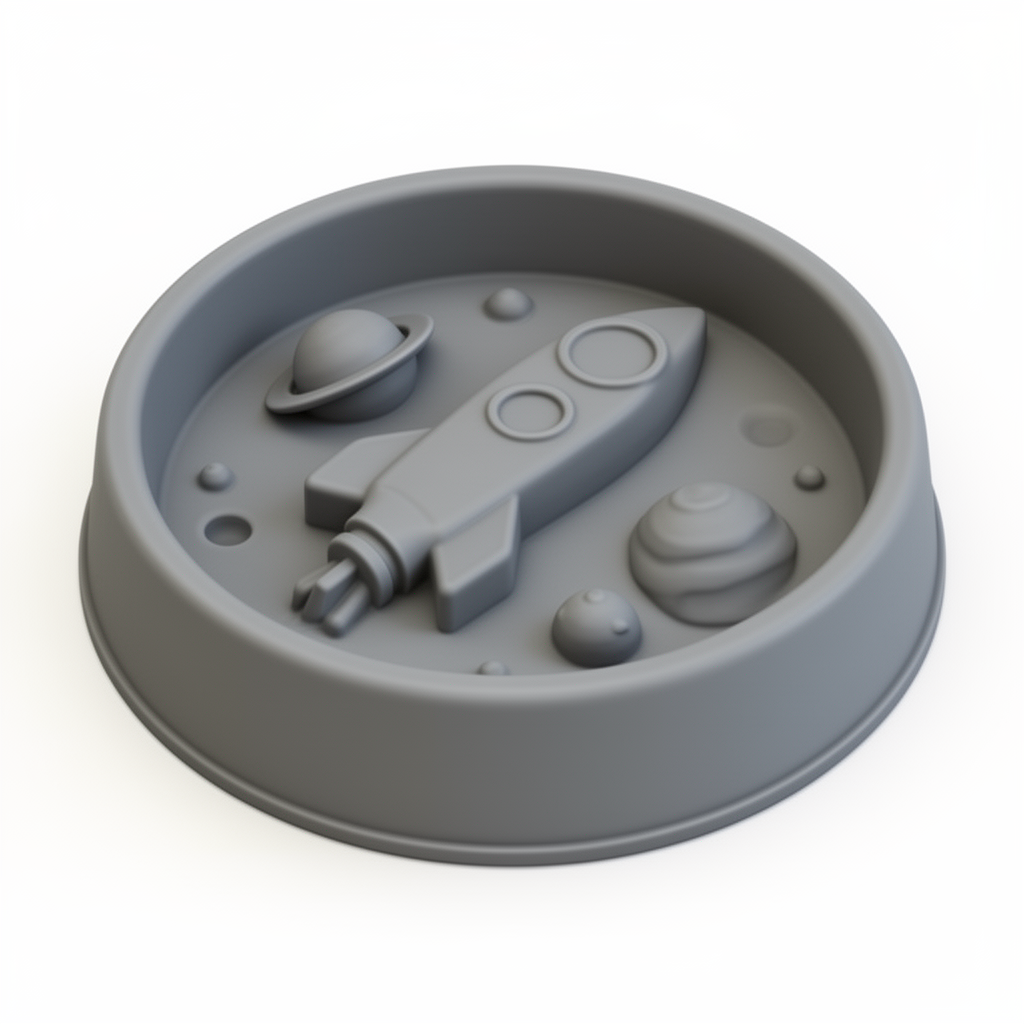 Space Rocket Slow Feeder Bowl free 3D printable STL