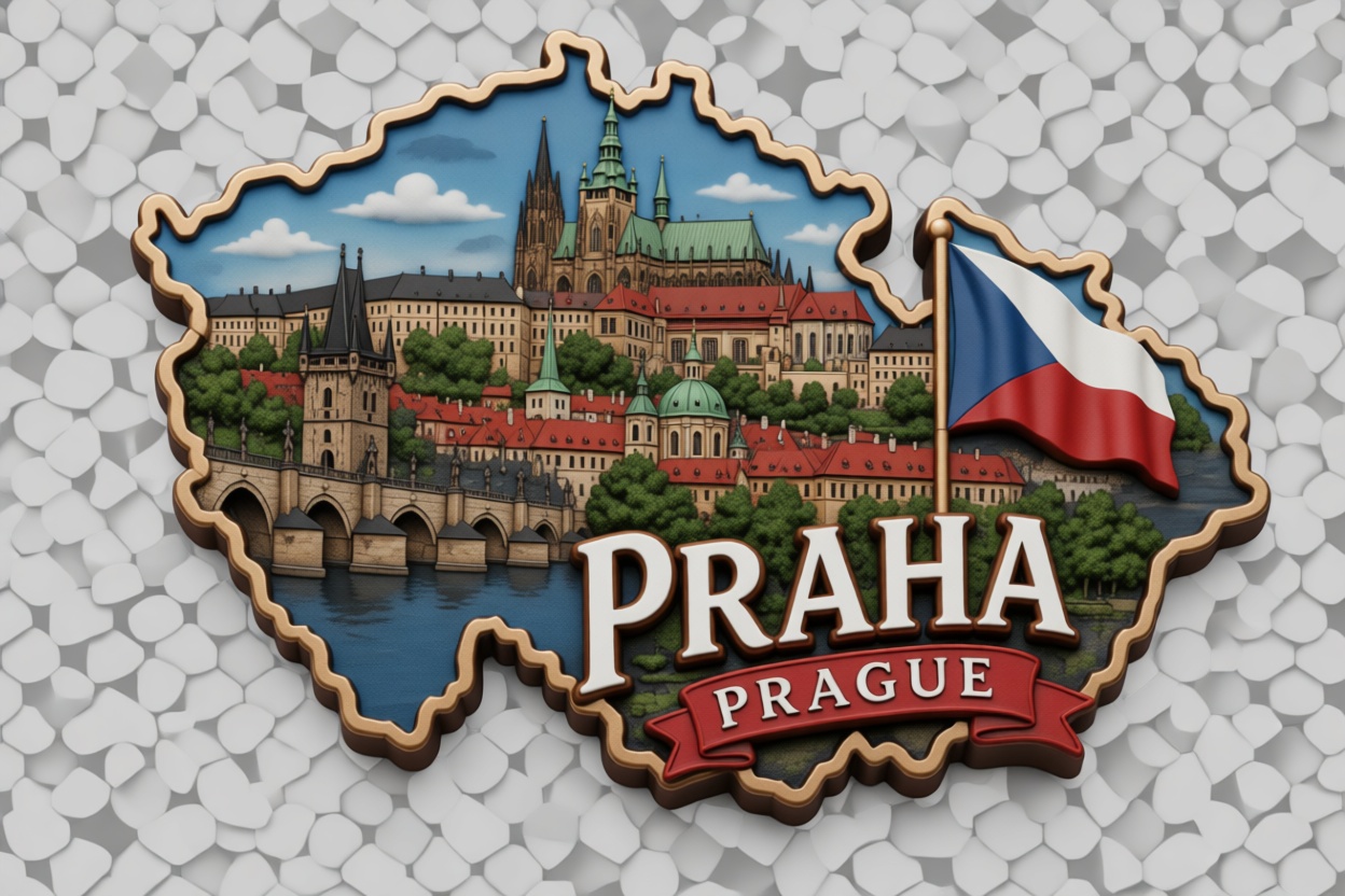 Prague Cityscape Badge free 3D printable STL