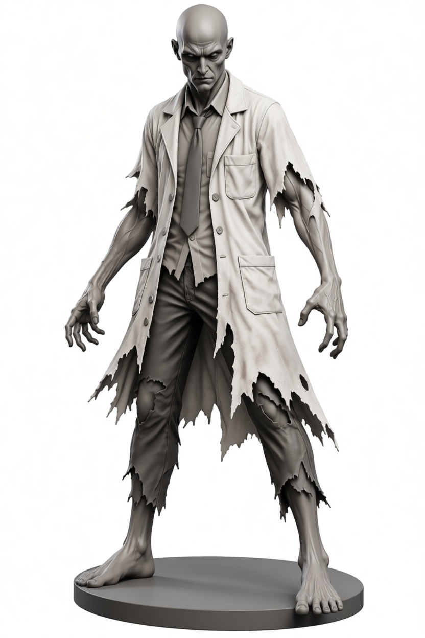 Zombie Scientist Figurine free 3D printable STL