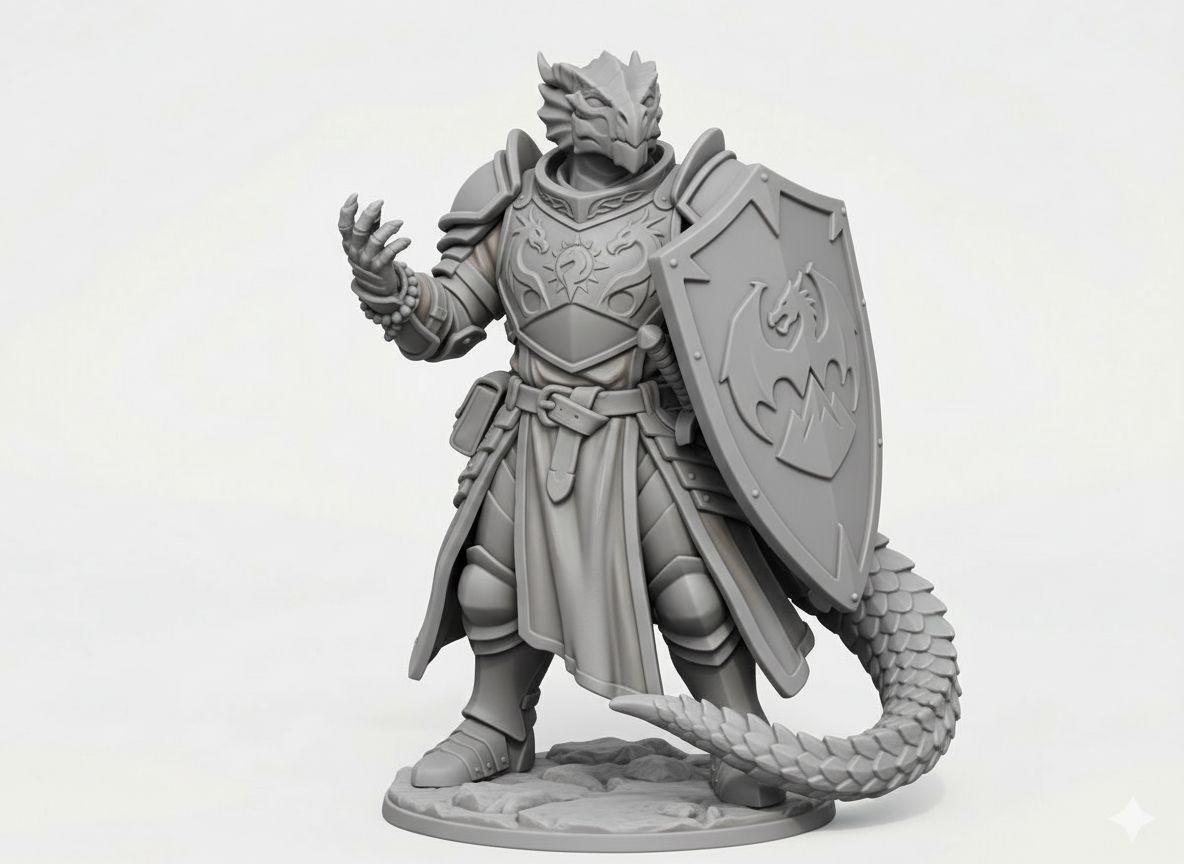 Dragonborn Paladin Figurine free 3D printable STL