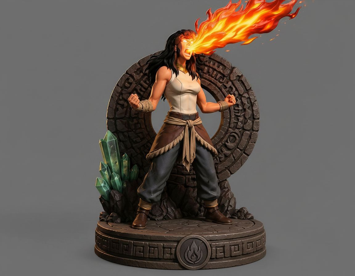 Korra Firebending Figurine free 3D printable STL