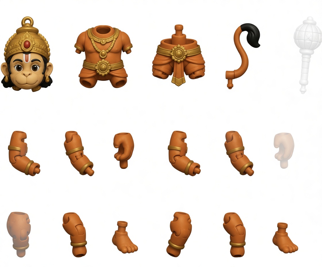 Hanuman Figurine Parts free 3D printable STL
