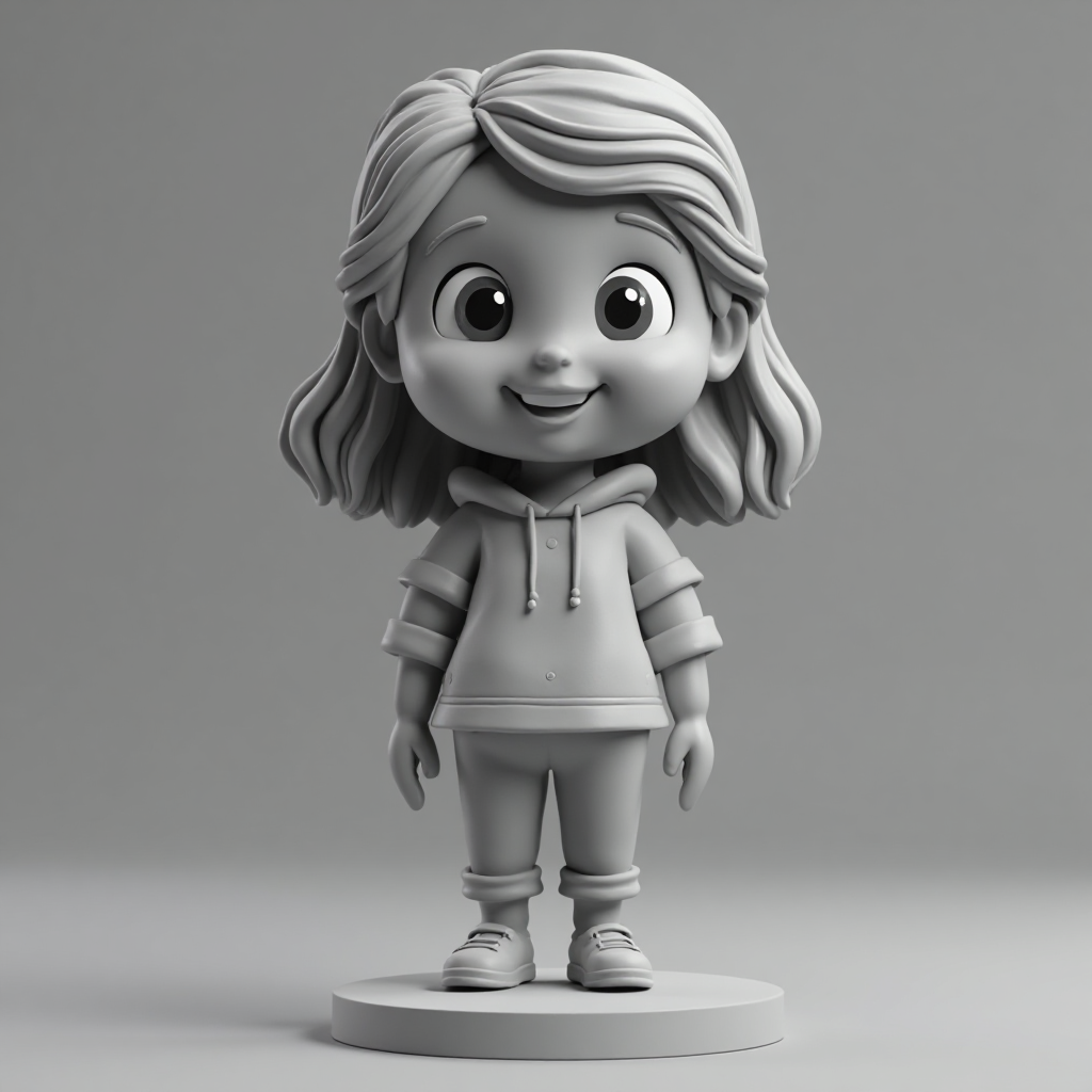 Smiling Cartoon Girl Figurine free 3D printable STL
