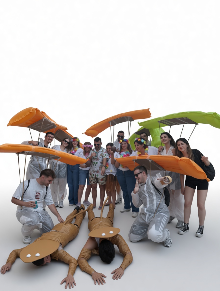 Human Parachute Group Model free 3D printable STL