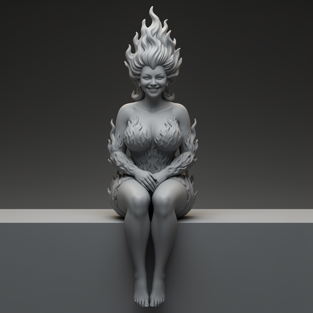 Fire Sprite Woman Figurine free 3D printable STL