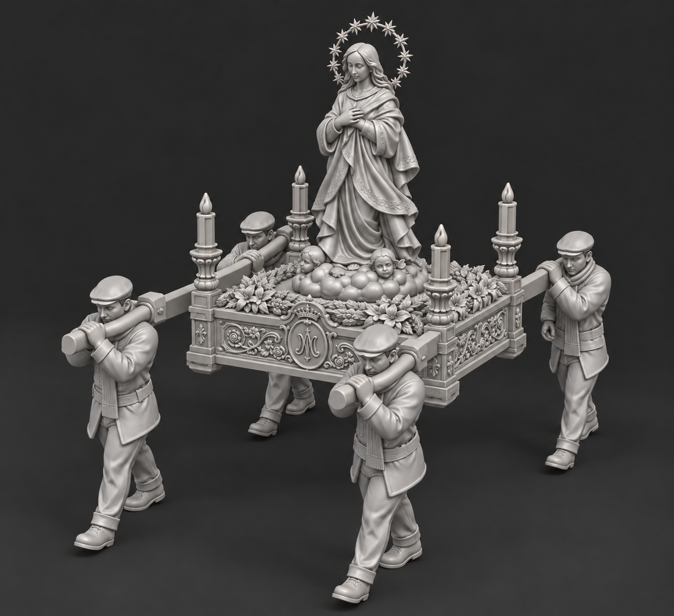 Virgin Mary Procession Figurine free 3D printable STL