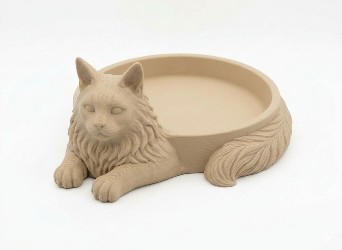 Maine Coon Cat Bowl free 3D printable STL