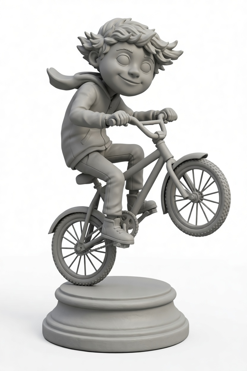 Boy Riding Bike Figurine free 3D printable STL