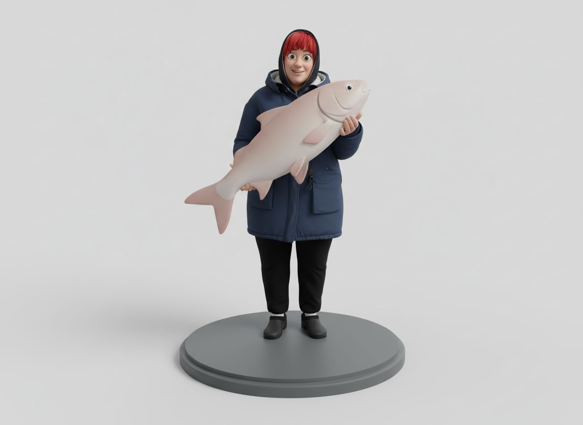 Woman Holding Fish free 3D printable STL