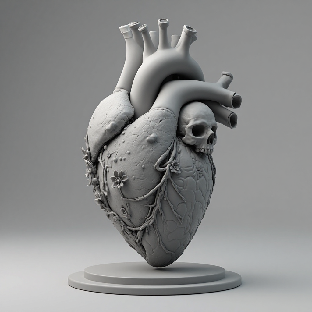Anatomic Heart Sculpture free 3D printable STL