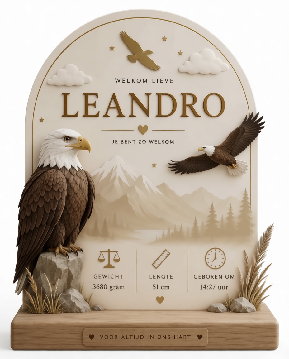 Bald Eagle Birth Plaque free 3D printable STL