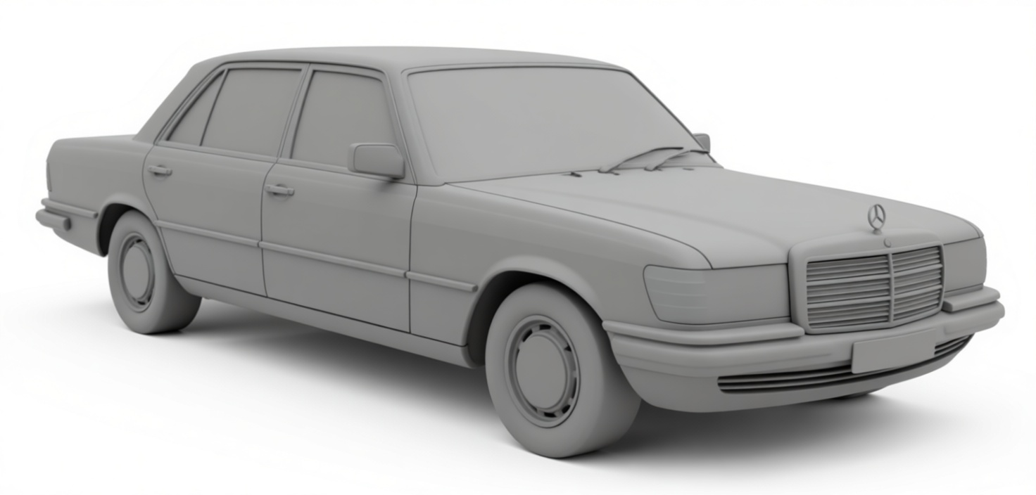 Mercedes W126 Sedan Model free 3D printable STL