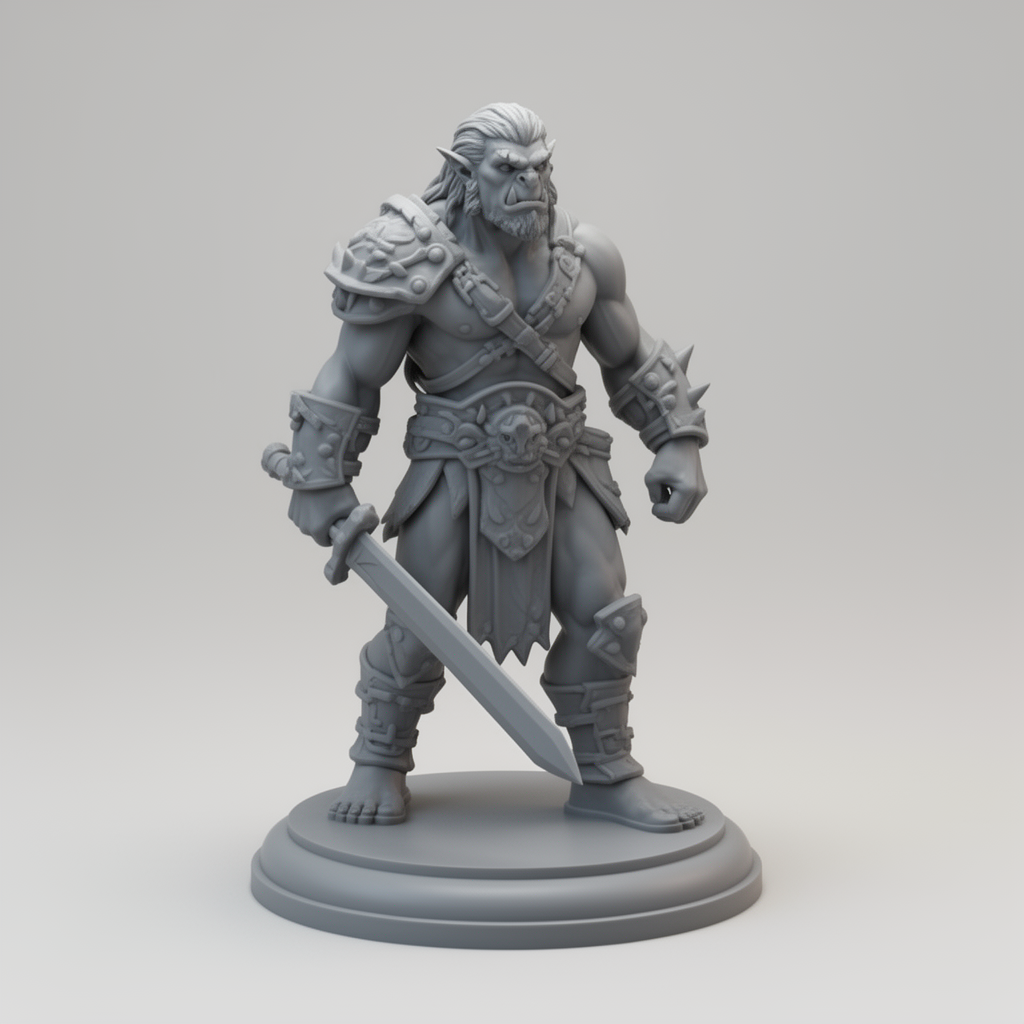 Half Orc Warrior Figurine free 3D printable STL