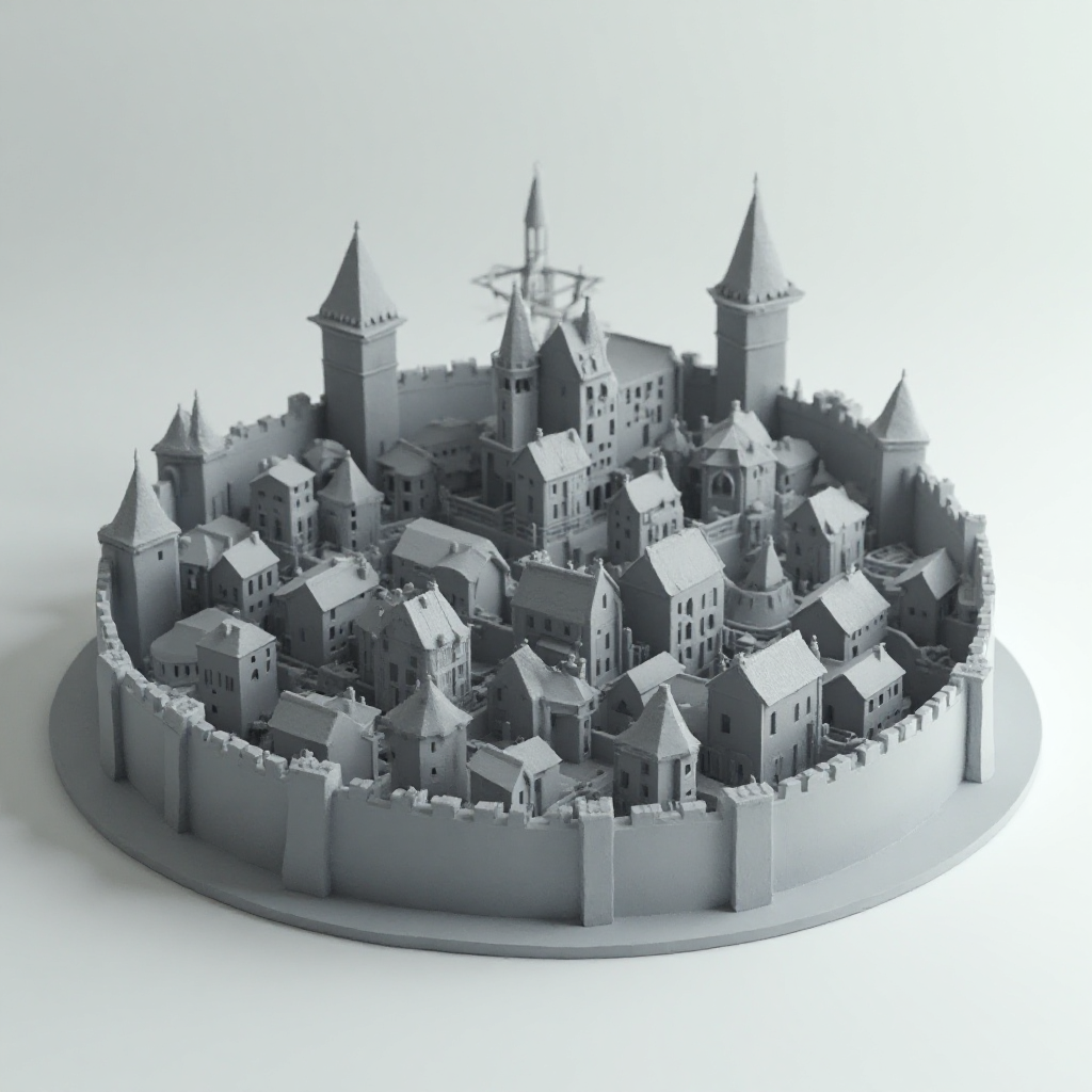 Medieval Walled City Model free 3D printable STL