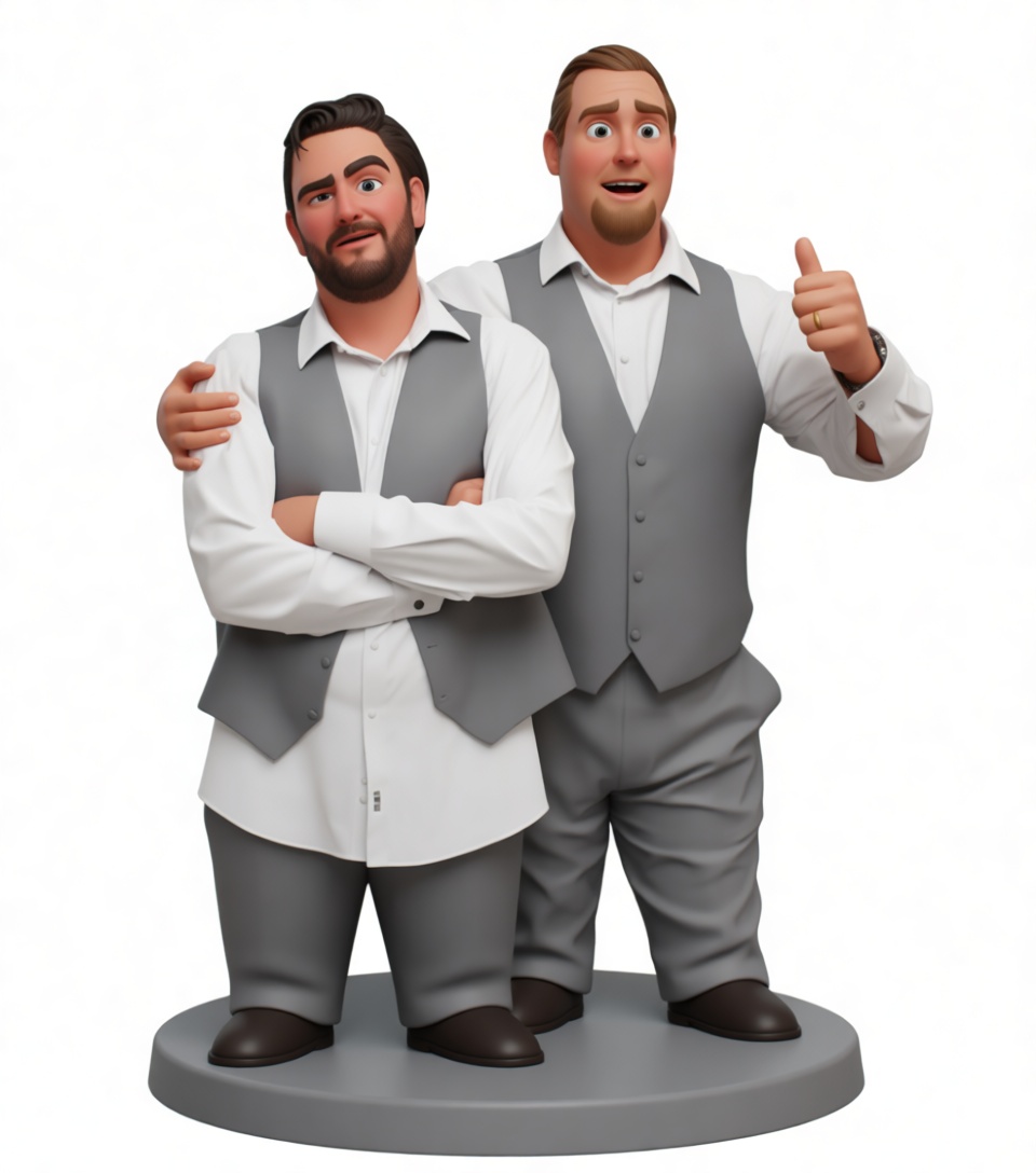 Two Men Cartoon Figurine free 3D printable STL