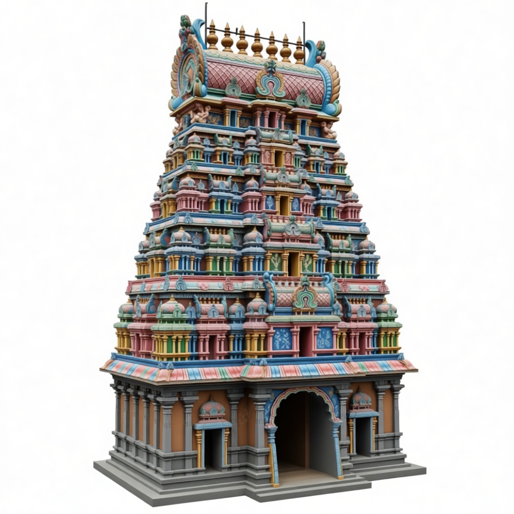 South Indian Temple Tower Model free 3D printable STL