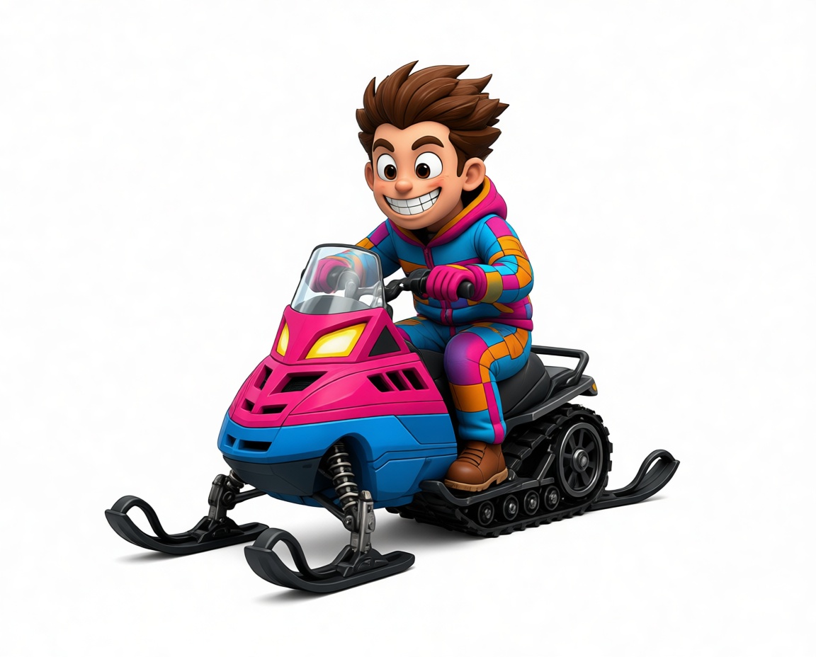 Boy Riding Snowmobile Figurine free 3D printable STL