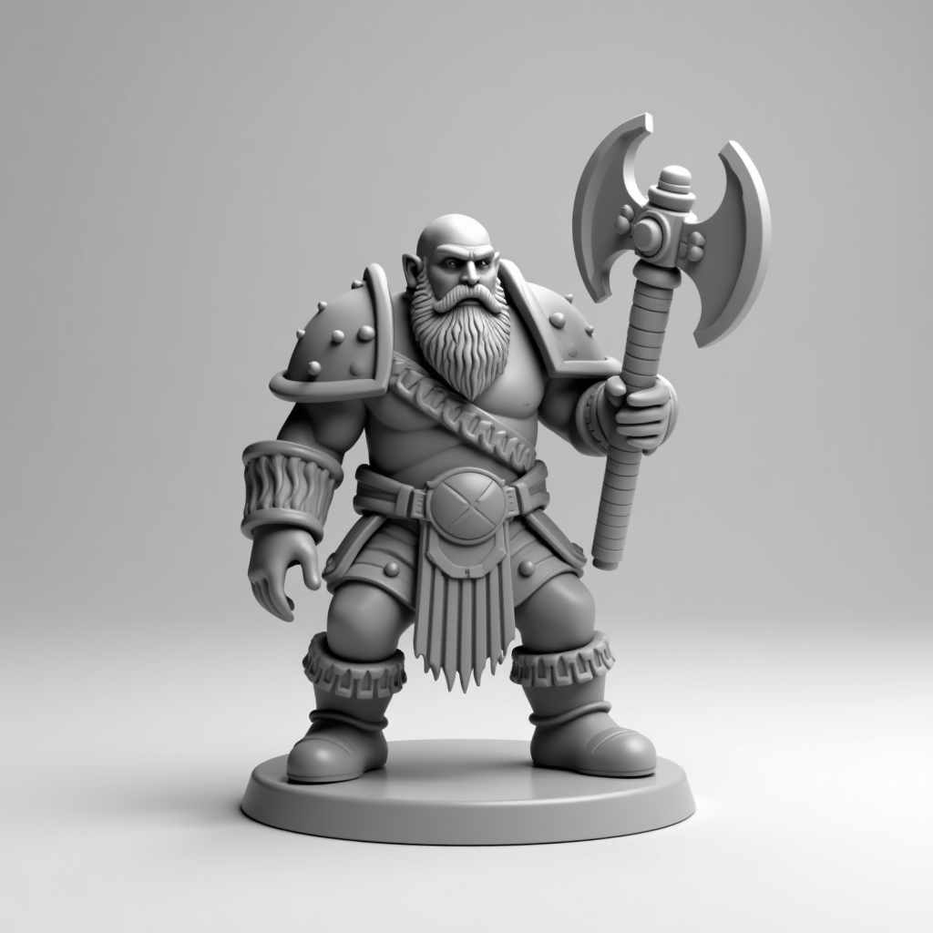 Fantasy Dwarf Warrior Miniature free 3D printable STL