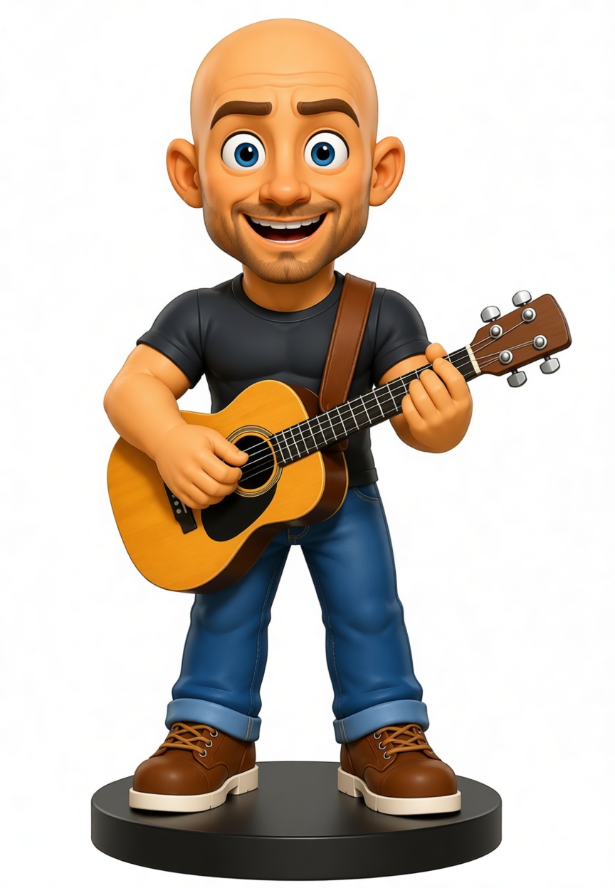 Bald Man Guitar Figurine free 3D printable STL
