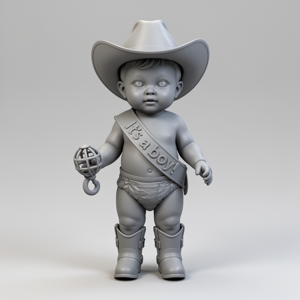 Baby Cowboy Figurine free 3D printable STL