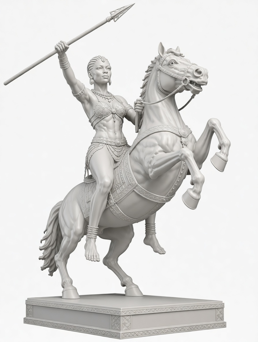 Warrior Woman Equestrian Statue free 3D printable STL