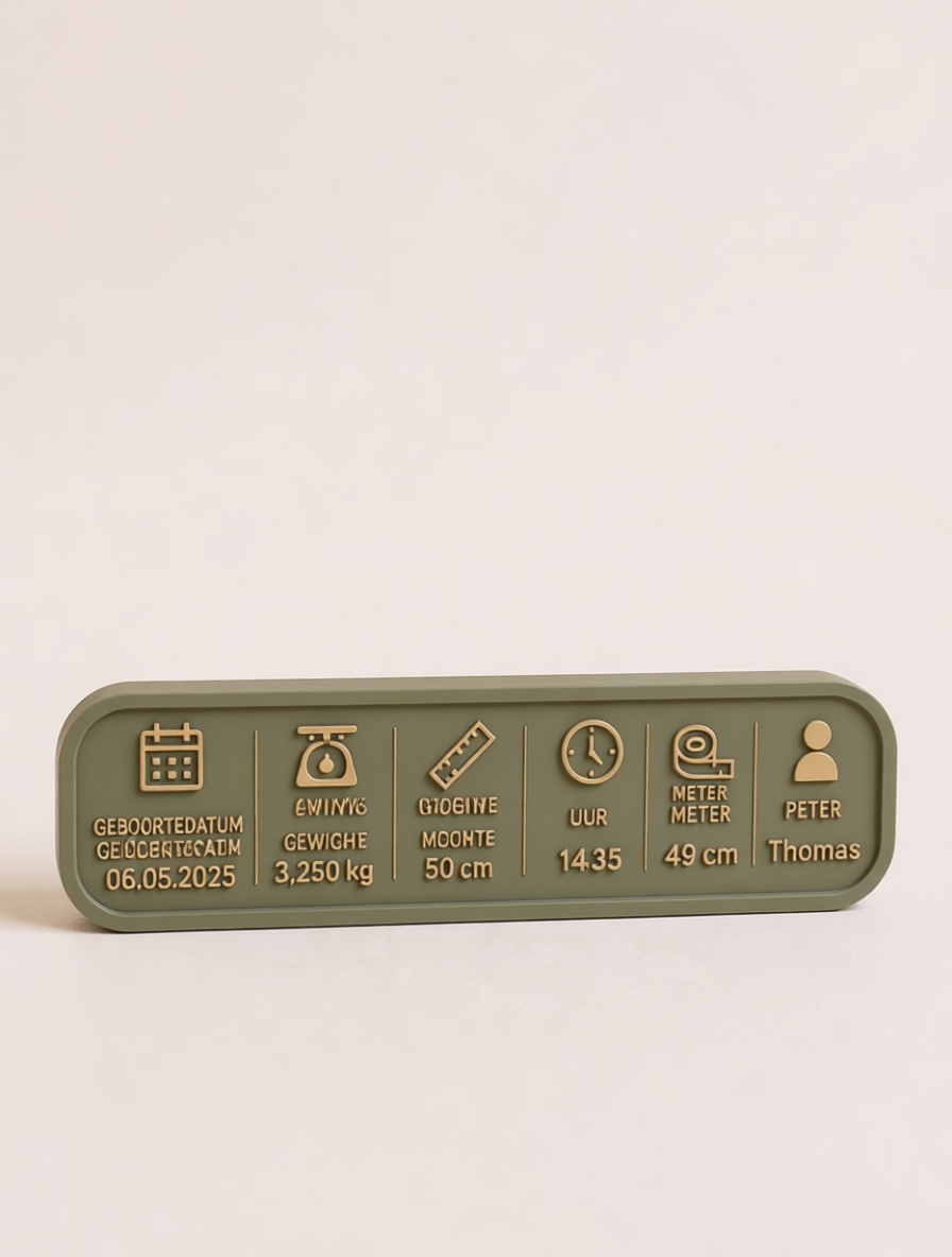 Birth Info Plaque free 3D printable STL