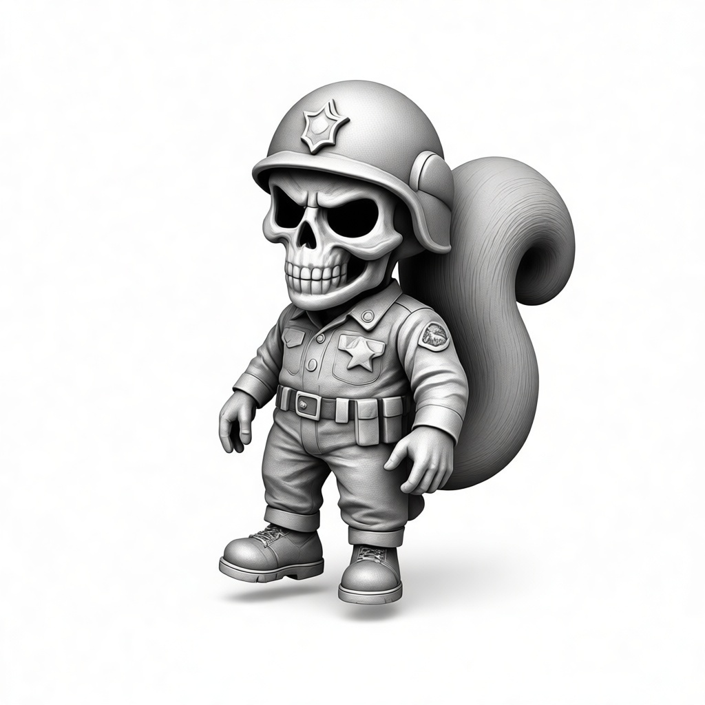 Skull Police Squirrel Figurine free 3D printable STL