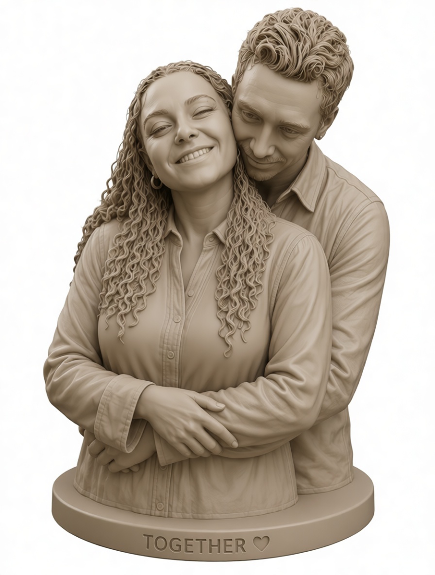 Couple Embrace Sculpture free 3D printable STL