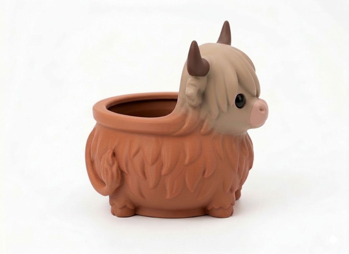 Highland Cow Planter free 3D printable STL