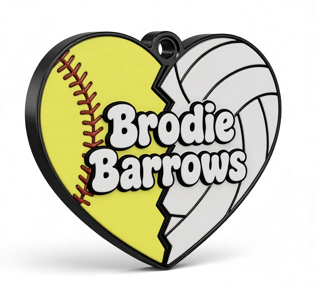 Baseball Volleyball Heart Keychain free 3D printable STL