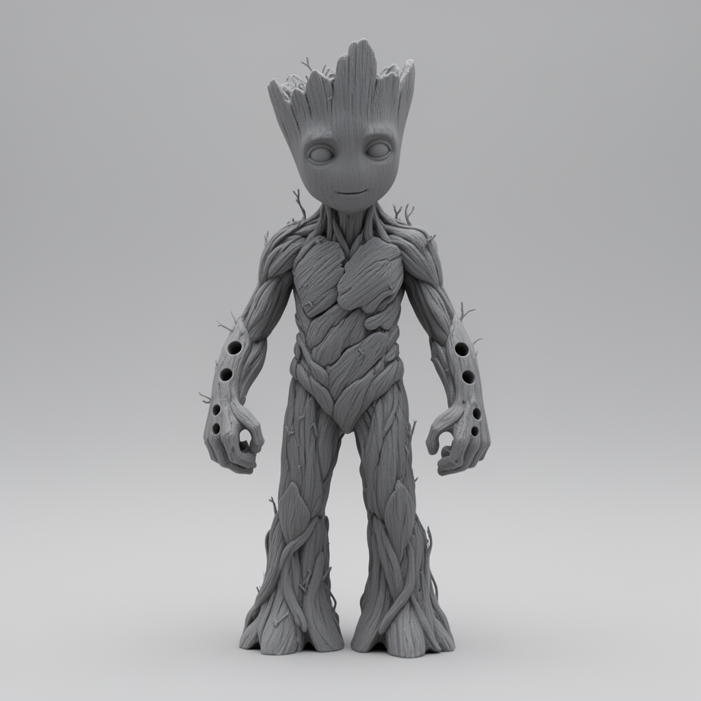 Groot Figurine with Dart Holes free 3D printable STL