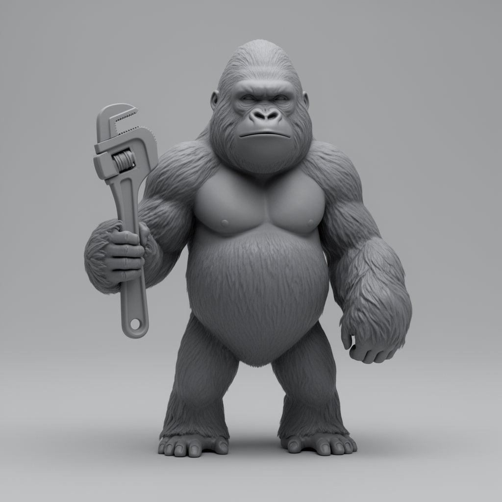 Gorilla Figurine with Wrench free 3D printable STL